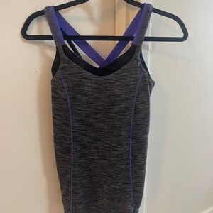 Lululemon tank top.crisscross purple bra. Size 8